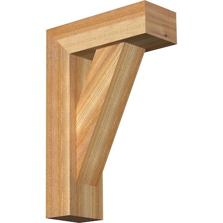 Traditional Block Rough Sawn Bracket w/ Offset Brace, Western Red Cedar, 6"W x 16"D x 24"H